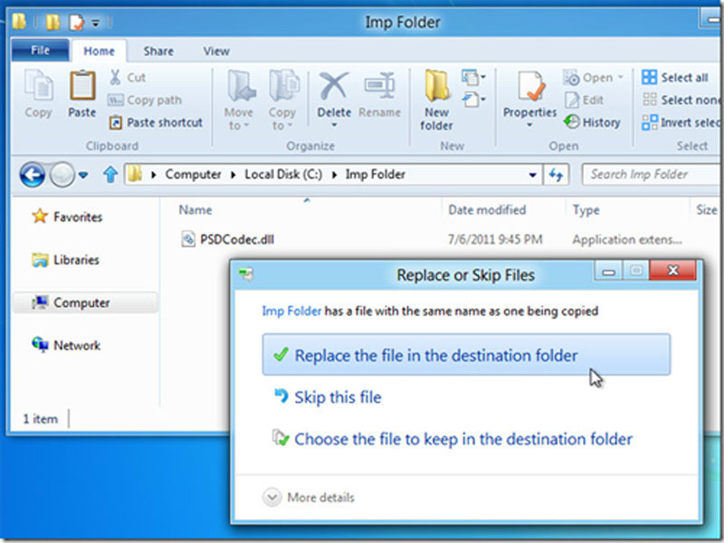 Окно копирования файлов. Destination folder. Filename8.